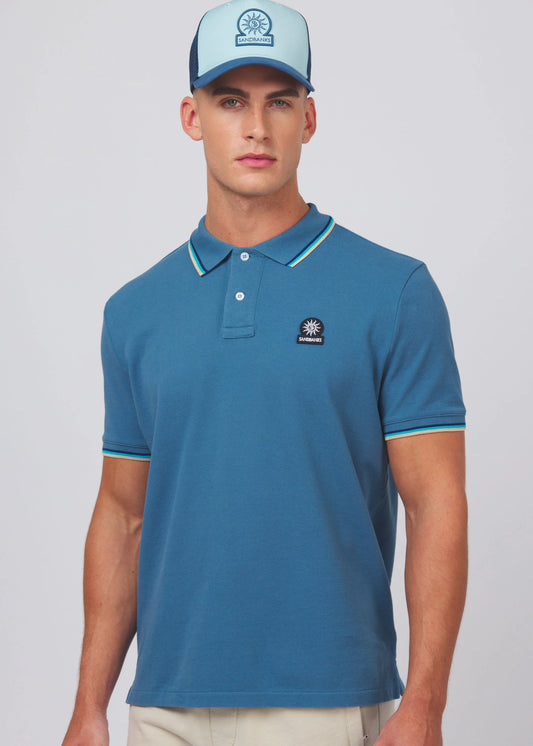 Sandbanks Badge Logo Pique Polo Shirt - Teal